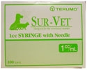 Terumo Sur-Vet Tuberculin Syringe 1cc 25G X 5/8" Regular Luer, 100/Box