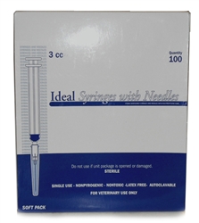 Ideal Syringe 3cc, 22G X 1.5", Regular Luer, 100/Box