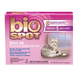 Bio SPOT Spot On Flea & Tick Control For Cats Over 5 lbs - 6 Pack