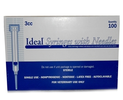 Ideal Syringe 3 cc, 22G X 1", Luer Lock 100/Box