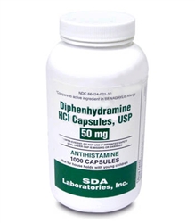 Diphenhydramine HCL 50mg, 1000 Capsules