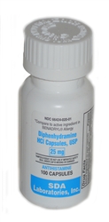 Diphenhydramine HCL 25 mg, 100 Capsules