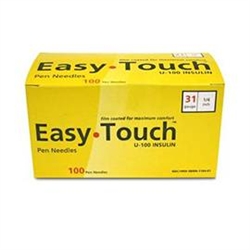EasyTouch Pen Needles, 31G X 1/4", 100/Box