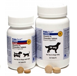 Pala-Tech Vitamin K1 Chewable Tablets For Dogs & Cats, 25 mg, 50 Ct