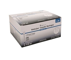 VetOne Insulin Syringe U-40 1/2 cc, 29G X 1/2", 100/Box