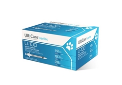 UltiCare VetRx Insulin Syringe U-100 1/2 cc, 28G X 1/2", 100/Box