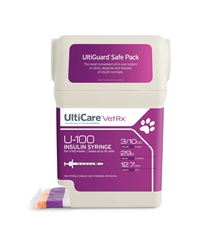 UltiCare VetRx Insulin Syringe U-100 3/10cc 29G X 1/2 UltiGuard 100 Ct