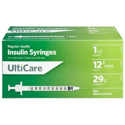 UltiCare Insulin Syringe U-100 1 cc, 29G X 1/2", 100/Box