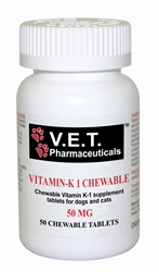 Vitamin K1 50 mg (V.E.T. Pharmaceuticals), 50 Chewable Tablets