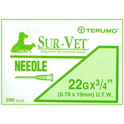 Terumo Needles 22G X 3/4" (Thin Wall), 100/Box