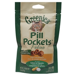 Feline Greenies Pill Pockets, Chicken Flavor, 1.6 oz, 6 Pack