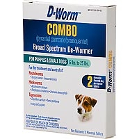 D-Worm Combo De-Wormer, Puppies & Small Dogs 6-25 lbs, 2 Chew Tablets