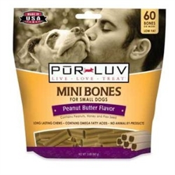 Pur Luv Mini Bones - Peanut Butter, 60 Bones