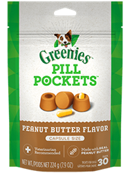 Greenies Pill Pockets for Dog - Peanut Butter - Capsule Size - 30 CT