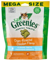 Feline Greenies Dental Treats - Oven Roasted Chicken Flavor - 4.6oz