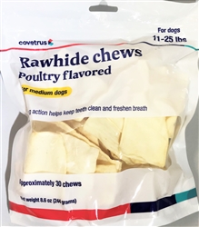 Covetrus Rawhide Chews Poultry Flavored for 11-25lbs, 30 Count