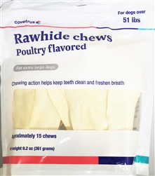 Covetrus Rawhide Chews Poultry Flavored For Dogs > 50 lbs, 15 Chews X-LARGE