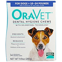 Oravet Dental Hygiene Chews Small Dogs 10-24 lbs, 14 Chews