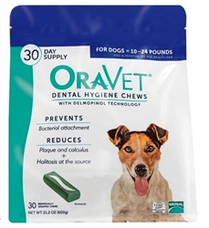Oravet Dental Hygiene Chews Small Dogs 10 - 24 lbs, 30 Chews