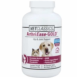 ArthriEase-Gold Hip & Joint Formula For Dogs & Cats, 40 Chewable Tablets