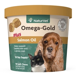 NaturVet Omega-Gold Plus Salmon Oil, 90 Soft Chews