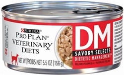 Purina Pro Plan Veterinary Diets DM Dietetic Management Feline Formula, Savory Selects in Sauce - Canned 24/5.5 oz